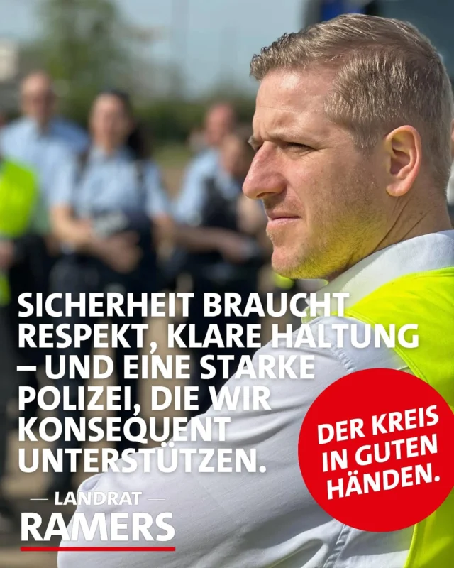 Als Landrat des Kreises Euskirchen bin ich auch Leiter unserer Kreispolizeibehörde. Ein Teil meines Jobs, der mir sehr wichtig ist. 
Auch in den nächsten Jahren möchte ich mich mit voller Kraft für bestmögliche Rahmenbedingungen für unsere Polizistinnen und Polizistinnen und die Beschäftigten der Polizei einsetzen. 🚔🚨❤️